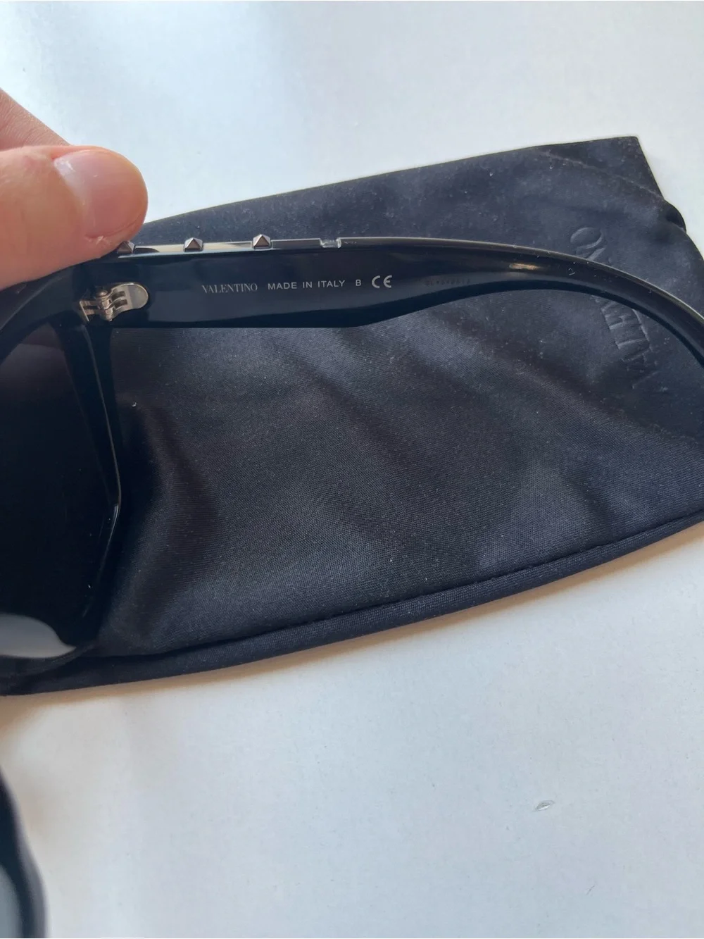 Valentino Black Cat-Eye Sunglasses with Stud Accents